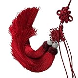Chinese Knot Tassel with Jade Beads 13' Sword Tassels Traditional Hanging Decoration (466# Maroon)