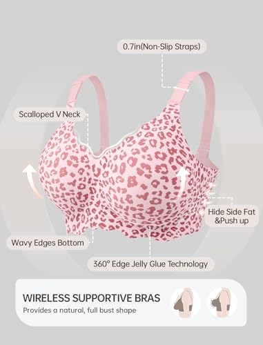 Image of OEAK Women Value Series Jelly Bras Wireless Pushup Convertible Bra | Everyday Essentials,Comfortable Bralettes,No Underwire,Full Coverage,Support Lift,Tshirt,Soft,Seamless,Scalloped