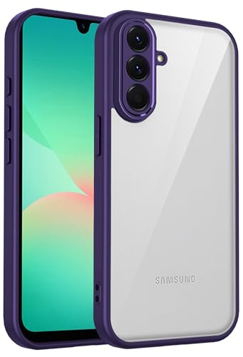 Image of Kapa Hawkeye Clear Slim Tough Back Cover for Samsung Galaxy M36 / F36 5G | Camera Lens Protector Anti Yellow Shockproof Clear Hybrid Case Cover (Purple Sides)
