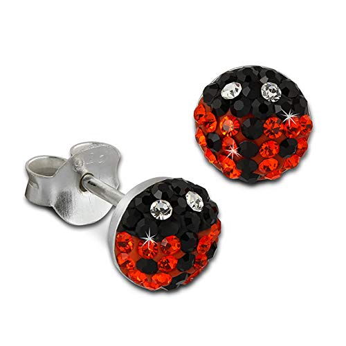 SilberDream - Orecchini per bambine in argento Sterling 925, con cristalli di Boemia “Preciosa” arancioni - motivo: coccinella - GSO604O