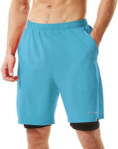 Pubaes Men’s Running Shorts 7 Inch Quick Dry Fitness Workout Athletic Shorts with Lining and Zipper Pockets