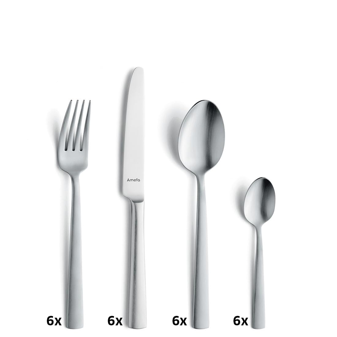 Amefa Ventura Besteck Set 6 Personen, 24-teilig, Edelstahl 18/0, rostfrei und spülmaschinenfest, mattierte Oberfläche, Zeitloses Besteckset 6 Personen