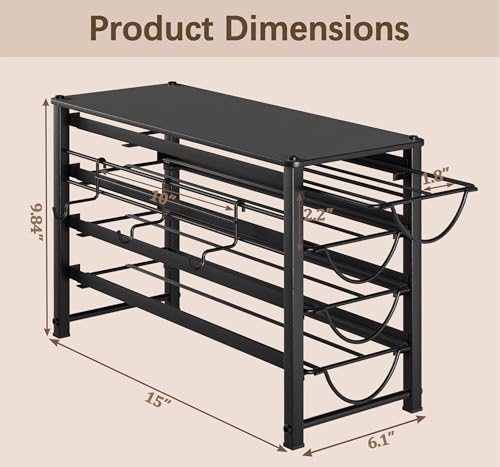 Image of HFHOME Coffee Pod Organizer for Countertop, 4-Tier Metal Storage Drawer, Holds 56 Capsules, Coffee Station Holder for Kitchen, Office, or Home, 3 cup rack, Black