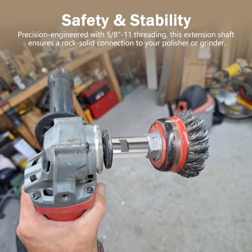 Image of Airway Buff Extender, Airway Buffing Wheel Extension Shaft, 5 /8 inch-11 Threads Arbor Extended Adapter, Universal Angle Grinder Attachments, for Aluminum Wheel Polishing Kit-2 PCS