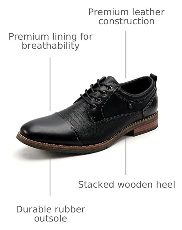 Image of Arkbird Men's Genuine Leather Oxford Dress Shoes - Lace-Up Business Formal Shoes for Office, Work & Daily Commute