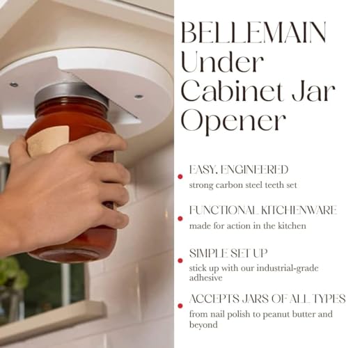 Image of Bellemain Under Cabinet Jar Opener, 2-Pack, Premium Lid Gripper and Opener for Jars & Bottles, Ideal for Weak Grip & Seniors, EZ Install & EZ Off