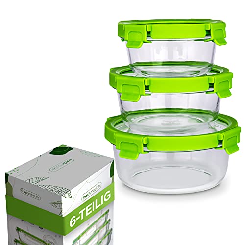 Fresh Master 6 Stück luftdichte Glasbehälter mit Glasdeckel für...