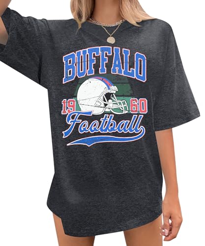 Football Shirts Women Football Team Fan Shirt Game Day Tshirt Rugby Outfits Gifts Tee Tops Deep Gray