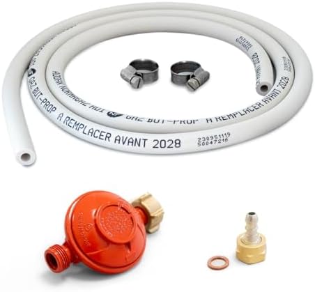 Kit Connexion Gaz Complet | Détendeur Propane 37 Mbar + Tuyau 1.5m | Pour Réchaud, Barbecue Gaz