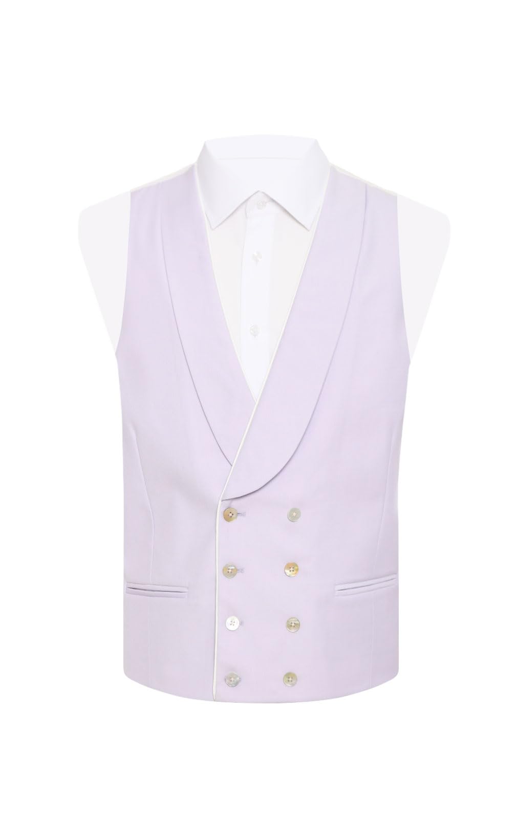 Dobell Mens Lilac Twill Morning Suit Waistcoat Regular Fit Double Breasted Shawl Lapel-2XL (50-52in)