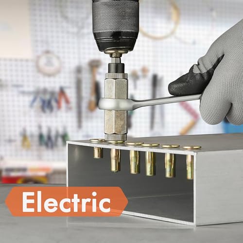 Ez-Nutul O-PSN-01 Multi-Grip Rivet Nut Installation Tool Set Pre-Bulbed Shank Flat Head Threaded Insert Nut Plus Nuts Assortment Kit Cross Rivnut thumb #2