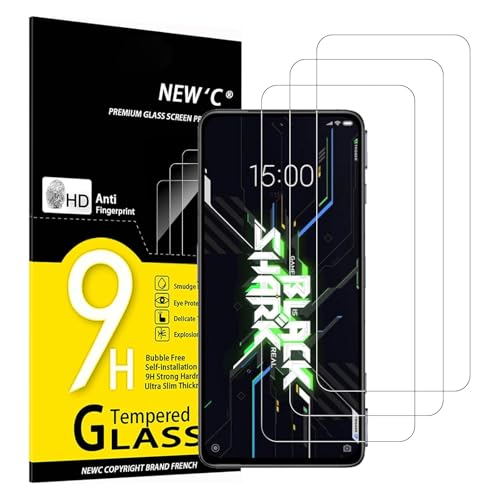 NEW'C 3 Piezas, Protector Pantalla para Xiaomi Black Shark 4S Pro, Cristal templado, Sin Burbujas, Dureza 9H, 0.33 mm Ultra Transparente, Ultra Resistente