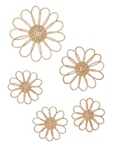 VERTBAUDET Lot de 5 Fleurs murales en rotin TU