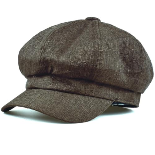 Béret femme octogonal vintage en lin beige : le chapeau d'artiste léger