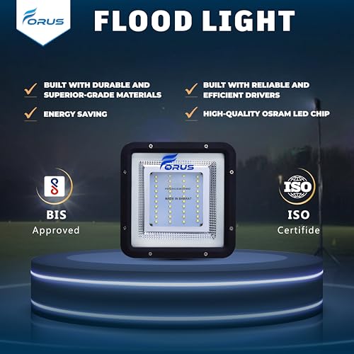 Image of Forus 30W LED Flood Light 4 Years Warranty, IP67 Waterproof Outdoor LED Flood Lights, High Mast Focus, Halogen Flood Light for Factory, Garage, Parking, Garden, Shop, Warehouse, Tent, White 1PC