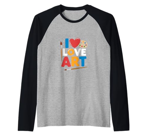 Paleta vibrante I Love Art Creative Expression Camiseta Manga Raglan