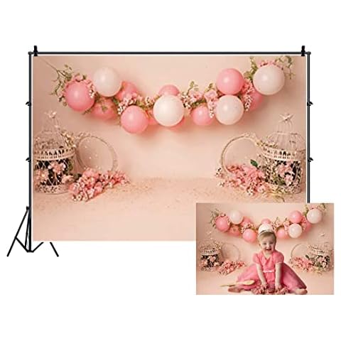 Baocicco 10x6.5ft Baby Girl Birthday Backdrop Pink Balloons Gifts Sweet Princess Little Girl 1st Birthday Party Photography Backgrounds Decorations Banners Photo Shoot Decor Props Cover