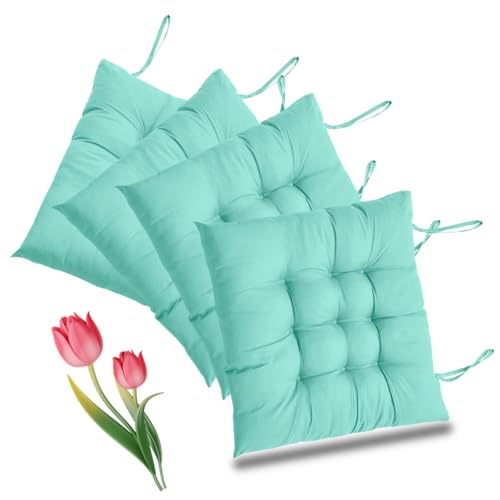 Umllpet Stuhlkissen 4er Set, 40x40cm Sitzkissen Sitzpolster Stuhl Sitzkissen Esszimmerstuhl Sitzauflage Stuhl für Indoor Outdoor Bürostuhl Sitzpolst (Hellgrün)