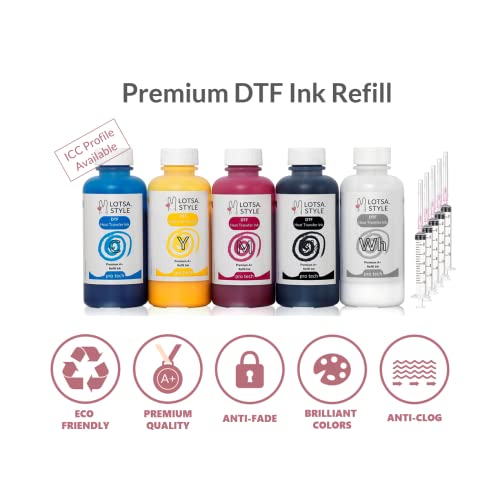 Exclusive Access LOTSA. STYLE Premium DTF Ink Refill for Inkjet Printers Heat Transfer Film Printing (120ml x 6, CMYK Wh) - Image 2