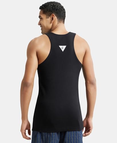 Image of Jockey 9922 Men's Super Combed Cotton Rib Racer Back Styling Round Neck Gym Vest (Pack of 2)