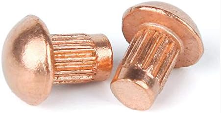 30pcs M2 copper rivet GB827 knurled nameplate solid semicircular head rivet 4-8mm length - (Stem Length: M2x6mm)