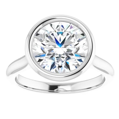3 Ct. Bezel Set Round Lab Diamond Engagement Ring3