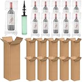 10 Sets Weinflaschen-Reiseschutztaschen inklusive Weinversandbox und wiederverwendbarer Pumpe, gewellte Weinbox, aufblasbare Weinbeutel, Luftsäule, Weinversand-Set für den Transport