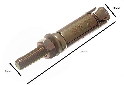 2 x PROJECTING Shield Anchor Bolt FIXINGS YZP M8 X 75MM Length