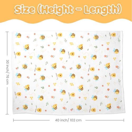 Image of SANDJEST Bee Minky Blanket 30 x 40 Inches, Gift for Christmas Birthday