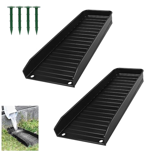 Teisaiko Rain-Gutter Downspout Splash Block - Gutter Downspout Extensions for Rainwater Drainage, Lader Downwards Design, 16" Fixable Downspout Extender with 4 Fixing PP Nails by Teisaiko - Used condition - US$24.44