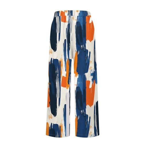 Summer Pants for Women Boho Floral Casual Linen Pants Elastic Waisted Drawstring Beach Vacation Trouser with Pockets4