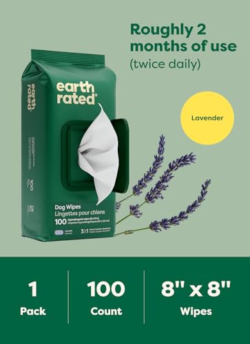 Earth Rated Toallitas hipoalergénicas para Perros, para Limpiar y Eliminar olores de Patas, Cuerpo y Trasero, Cachorros y Perros Adultos, Aroma a Lavanda, 100 Unidades - imagen 8