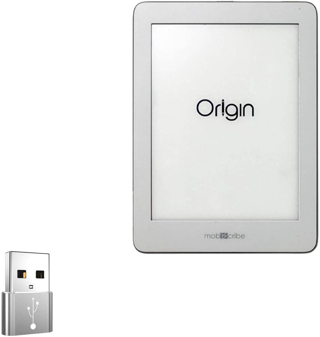 BoxWave Adapter Compatible with Mobiscribe Origin E-Ink Notebook (6.8 in) - USB-A to C PortChanger (5-Pack), Type-C OTG Convert Charging Data Adapter - Metallic Silver