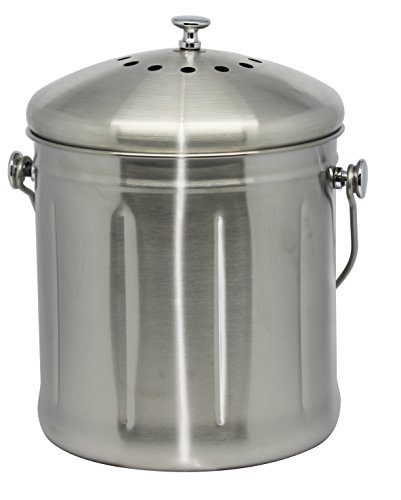 Natural Home Stainless Steel Compost Bin, 1.8-Gallon, Stainless Steel