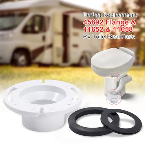 Image of 3 Inch Socket RV Toilet Flange & RV Toilet Seal Kit, Fit for RV 300 /310 /320 RV Toilets, RV Toilet 3-in-1 Kit Replaces 385345892 Flange & 385311652 & 385311658 RV Toilet Seal