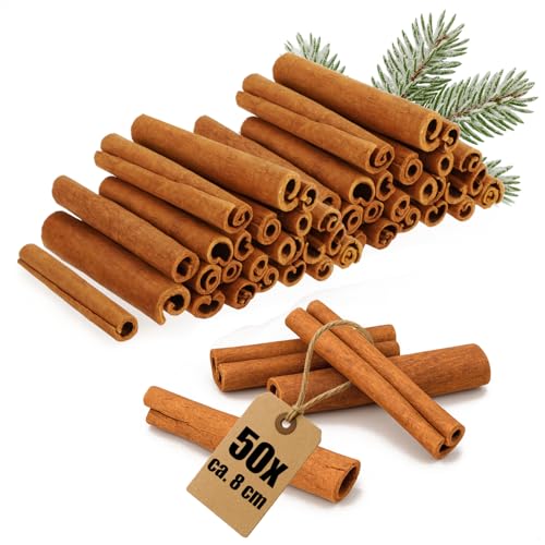 COM-FOUR® 50x bâtons de cannelle décoratifs - Écorce d'épices Cassia - Cannelle décorative et artisanale pour couronnes, arrangements et projets de bricolage (50x Bâton de cannelle - grand)