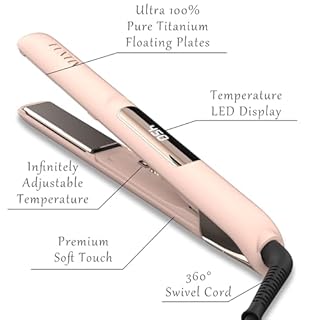 FUNTIN S10 Lisseur de cheveux, fer à plaques 100% titane plus lisse de 1 pouce pour boucler ou lisser 2 en 1