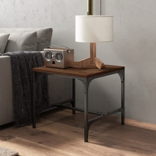 Table de salon bois multicouche marron 40x40 cm table d'appoint chambre bureau - 5