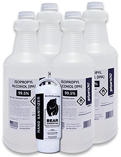 4 Liters ( More Than One Gallon ) IPA 99.5+% High Purity Isopropyl Alcohol - Made in USA - Includes a Travel Bottle
