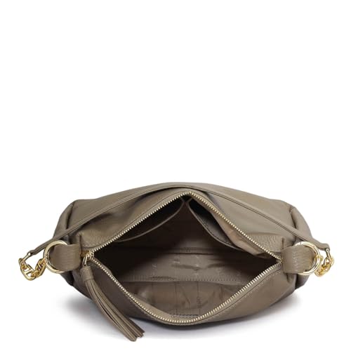 Image of Da Milano Leather Grey Leather Hobo (Medium)