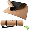 RUDACAS Kork Yogamatte, Antirutschmatte, Sportmatte, Yogamatte, 183 x 66 cm, Stärke 6 mm (breiter und bequemer), mit Stützleinen, Yogamatte, 100% recycelbares TPE, mit Förderband. Fachmann