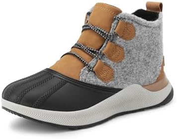 DREAM PAIRS Ankle Winter Boots for Women Waterproof Lace Up Anti-Slip Warm Snow Booties Fashion Sneaker Boots,Size 8,Brown/Black,SDSB2416W