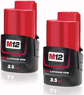 2 Pack M12 battery 12V 3.5Ah Lithium-ion Battery for Milwaukee 12V Replacement battery Compatible with Milwaukee M12B 48-11-2411 48-11-2420 48-11-2401 48-11-2402