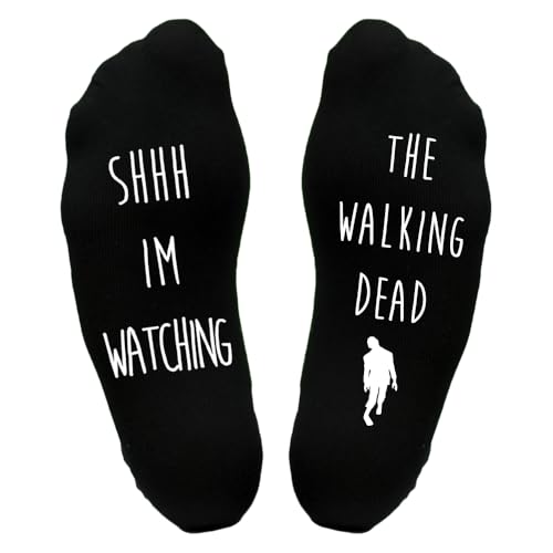 Tee Monkey Watching WD Socks One Size Black Funny Joke Walking Gift Idea Him Her Dead Fan Lover