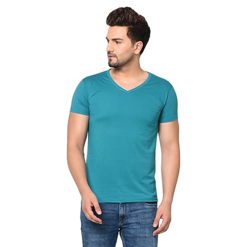 Image of JANGOBOY Men's V Neck Half Sleeve Cotton Blend T-Shirt (Pack of 1)