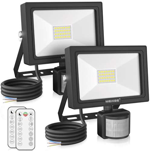 MEIKEE 25W LED Strahler mit Bewegungsmelder Fernbedienung 2100 LM 6500K Kaltweiß Superhell 3 Modi 10 Helligkeitsstufen Außenstrahler IP66...