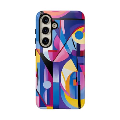 Coque Samsung Galaxy S24 bleu motif géométrique abstrait rigide contre les rayures