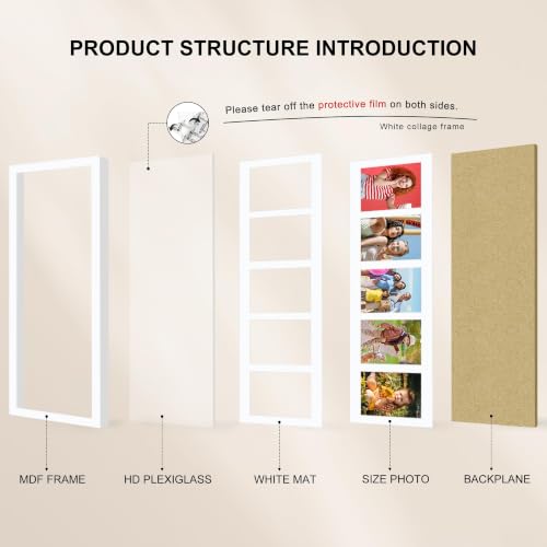 Image of Picrit 8x24 White Collage Picture Frame, Poster Frame for Wall, 3 Pack