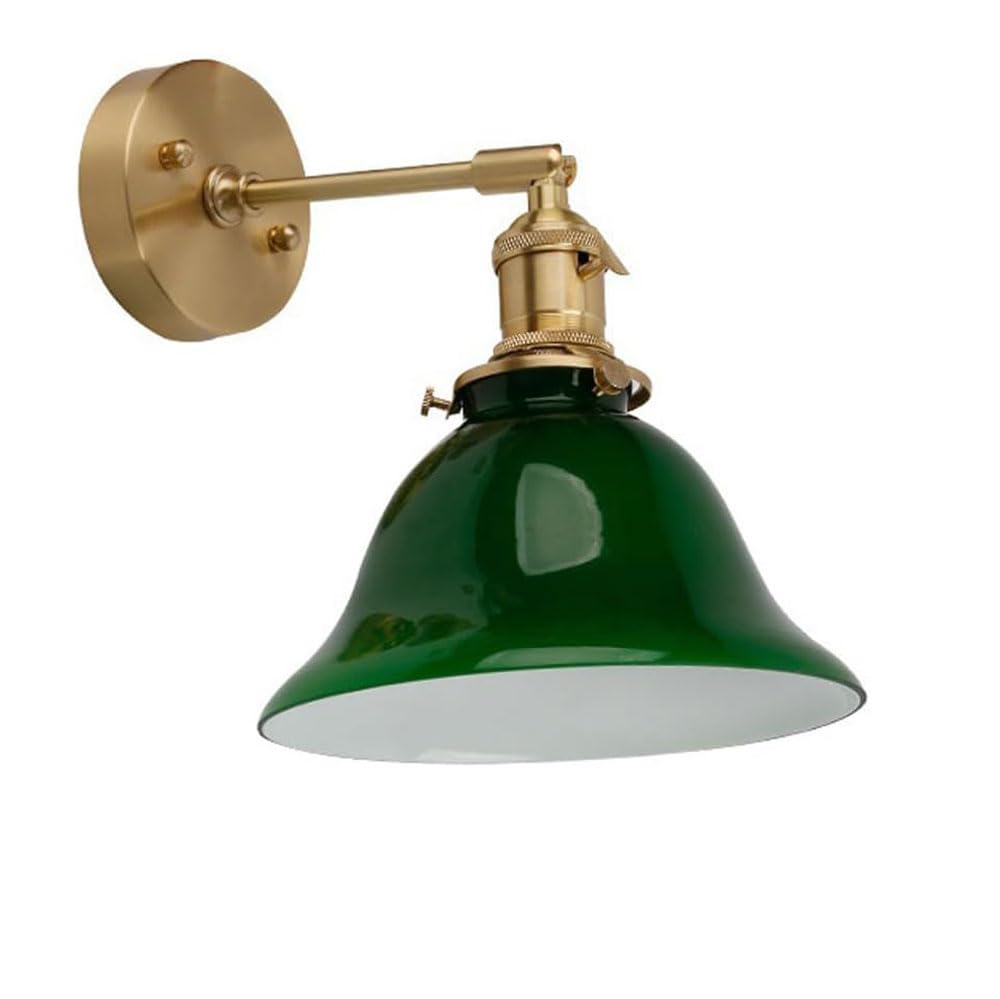 HAIDU E26 Light Source Indoor Wall Light, Retro Industrial Style Wall Sconce, 7in Glass Wall Lamp with Brass Base, Bedside Living Room Study Decorative Lighting Fixtures