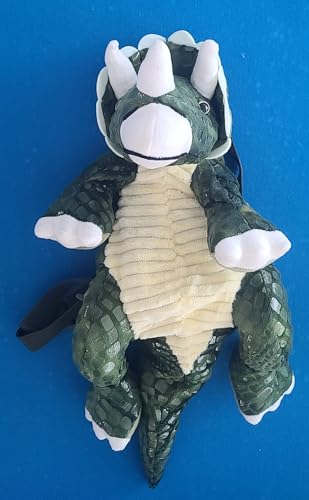 Plush Stuffed Triceratops Dinosaur Mini Backpack, Plush Green Stuffed Animal Shoulder Bag, Adjustable Nylon Straps with Zipper (DINO-3)3